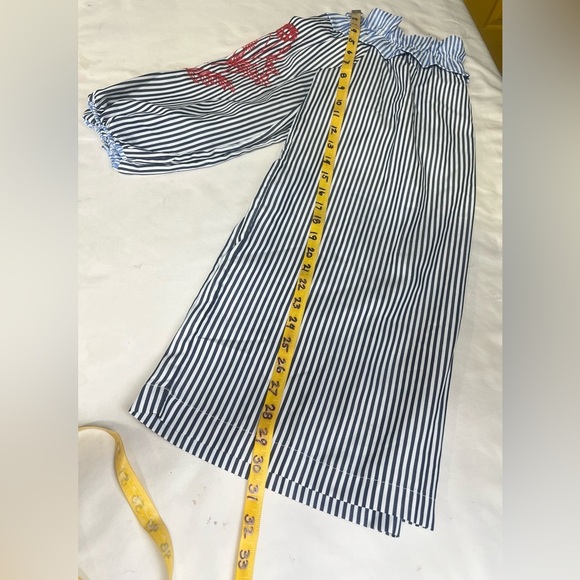 ROMEO AND JULIETTE COUTURE Navy and white stripe off shoulder mini dress size M - Picture 12 of 12